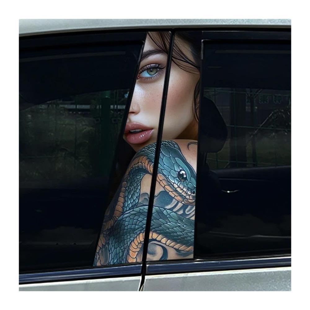 Decorative Items 2pcs Beauty Sexy Lady Car Center Pillar Sticker Auto B Pillar Protective Film Decoration Scratch Cover Sticker(D)