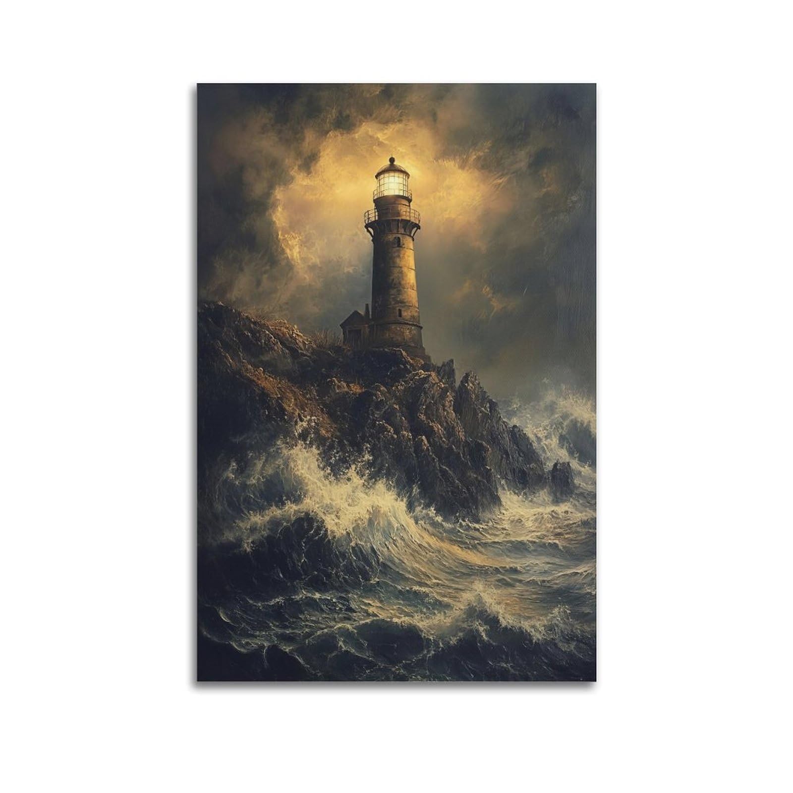 CXHJCA Lighthouse Poster Tidal Harmony Lantern Poster Decorative Painting Canvas Wall Posters And Art Picture Print Modern Family Bedroom Decor Posters 24x36inch(60x90cm)