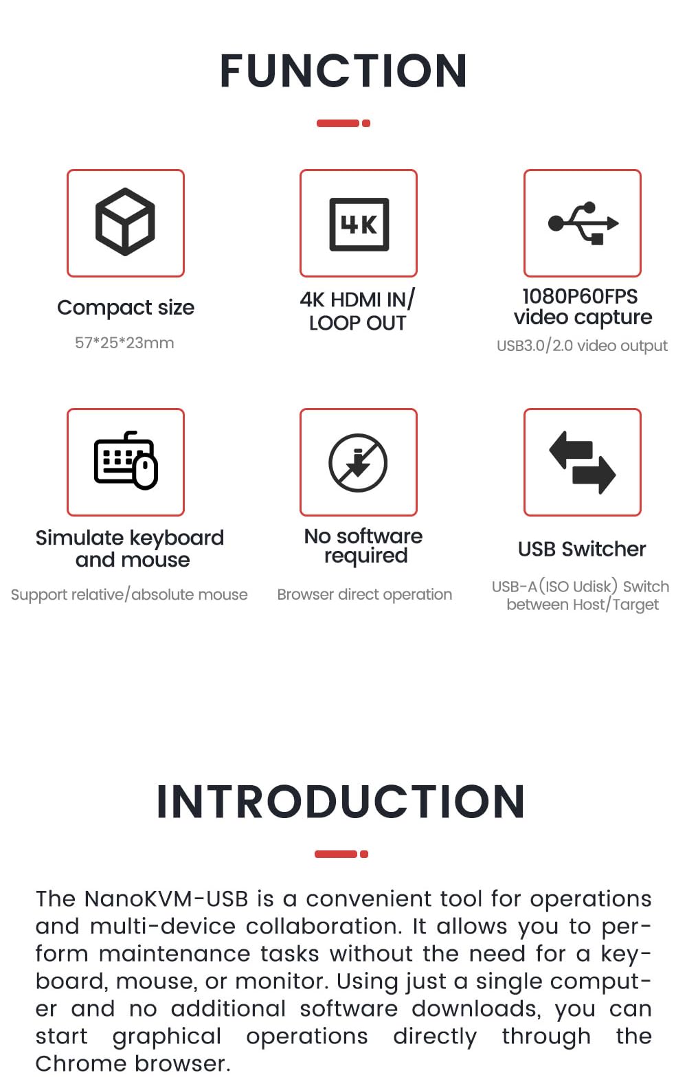 Sipeed NanoKVM-USB - Juego de mantenimiento de servidores, colaboración multidispositivo, KVM USB 4K de bolsillo para SBC, conmutador USB A, captura de vídeo 1080P, HDMI 4K en y salida de bucle (Kit1