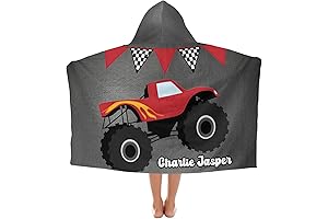 Personalized Cool Monster Truck Kids Hooded Towels: Maximum Coziness for Adrenaline-Fueled Adventures