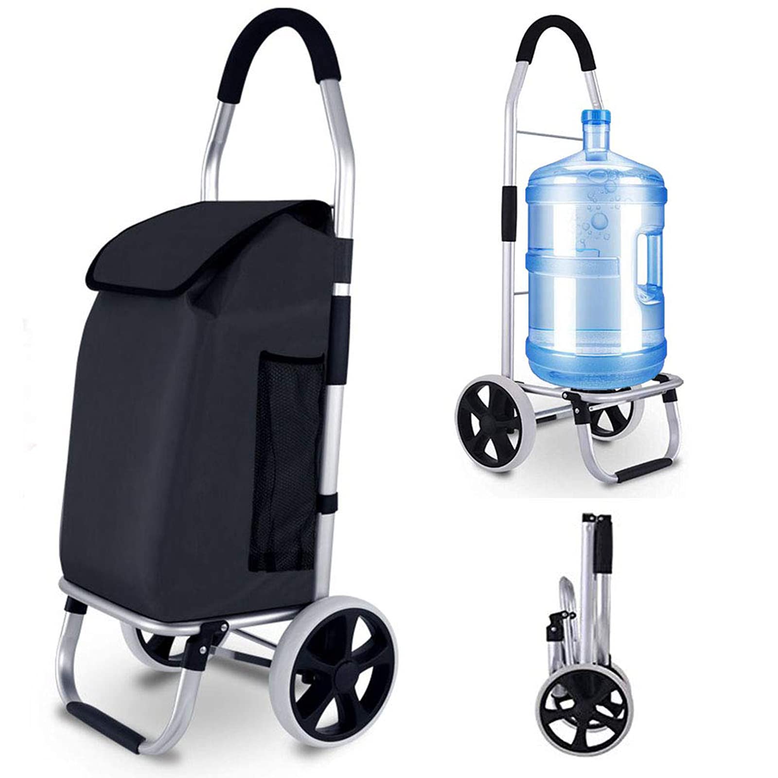 Faltbarer Einkaufstrolley mit 2 Rädern und wasserdichter extra großer Einkaufstasche, robuster Schiebe-/Ziehwagen für einfaches Treppensteigen – ideal für alle Altersgruppen