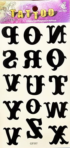 Miniatura 3 de Tatuajes 2 hojas de letras en inglés, tatuaje temporal clásico, 3D, falso, impermeable, para hombres, mujeres, niñas, espalda baja, hombro, cuello,