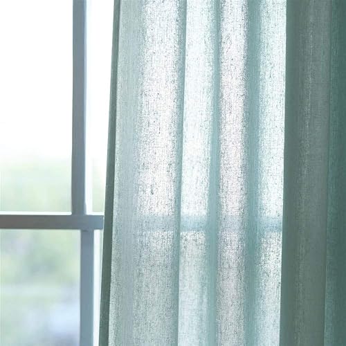 Miniatura 5 de Lush Decor Par de paneles de cortinas de arpillera anudadas con pestañas superiores, 45 pulgadas de ancho x 84 pulgadas de largo, azul