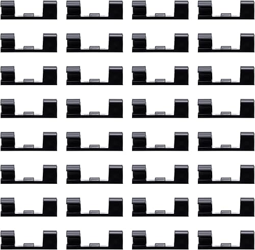 GORGECRAFT 60 clips de cable autoadhesivos negros para gestión de cables, abrazaderas adhesivas para el hogar, oficina, TV, PC, laptop, escritorio,
