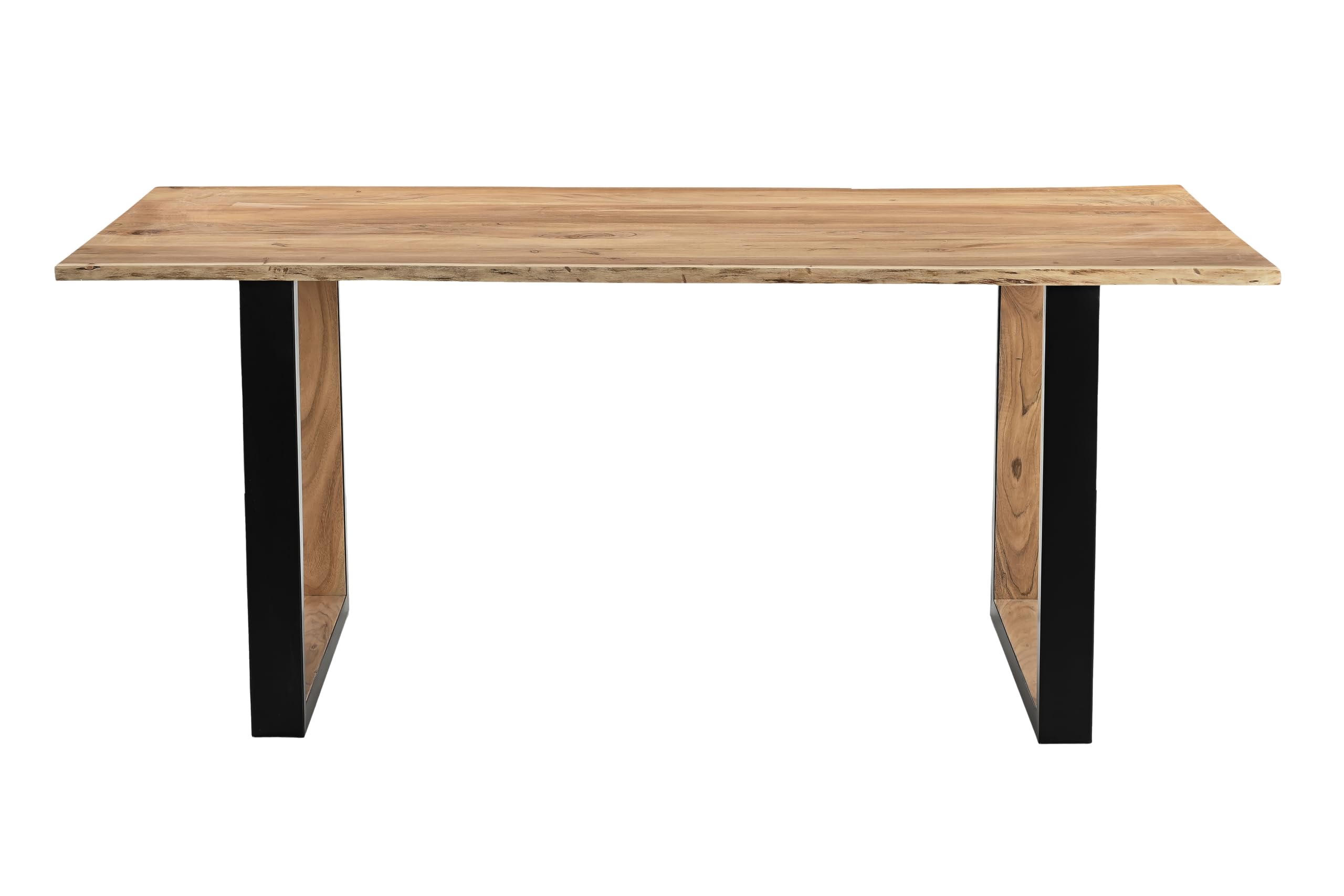SAM Esstisch Brisbane 140x80 cm Akazie Natur Baumkante U Holz/schwarz | Baumkantentisch massiv, Akazienholz naturfarben, Holz-Inlet innen, Metallgestell, pflegeleichter Esszimmertisch