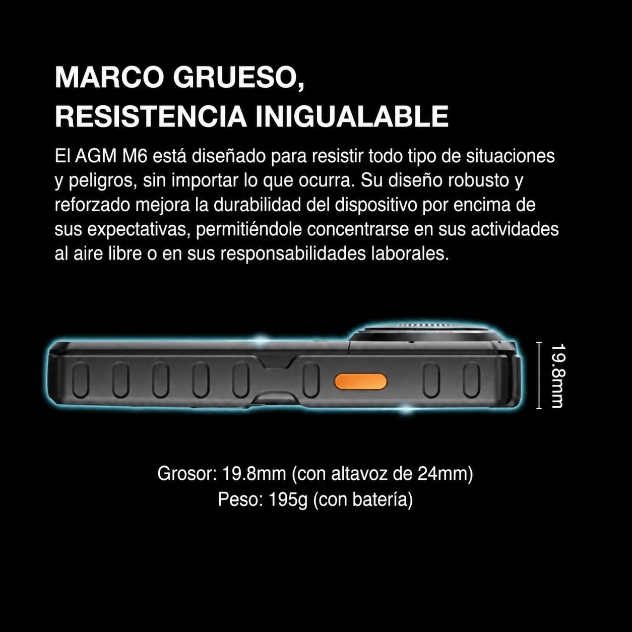 AGM M6 Resistente 4G Teléfono Móvil Senior con Botones Grandes | Resistente al Agua y a Las caídas｜Dual SIM｜Altavoz de 109 dB｜expansión de Memoria Mediante Tarjeta TF de hasta 128 GB