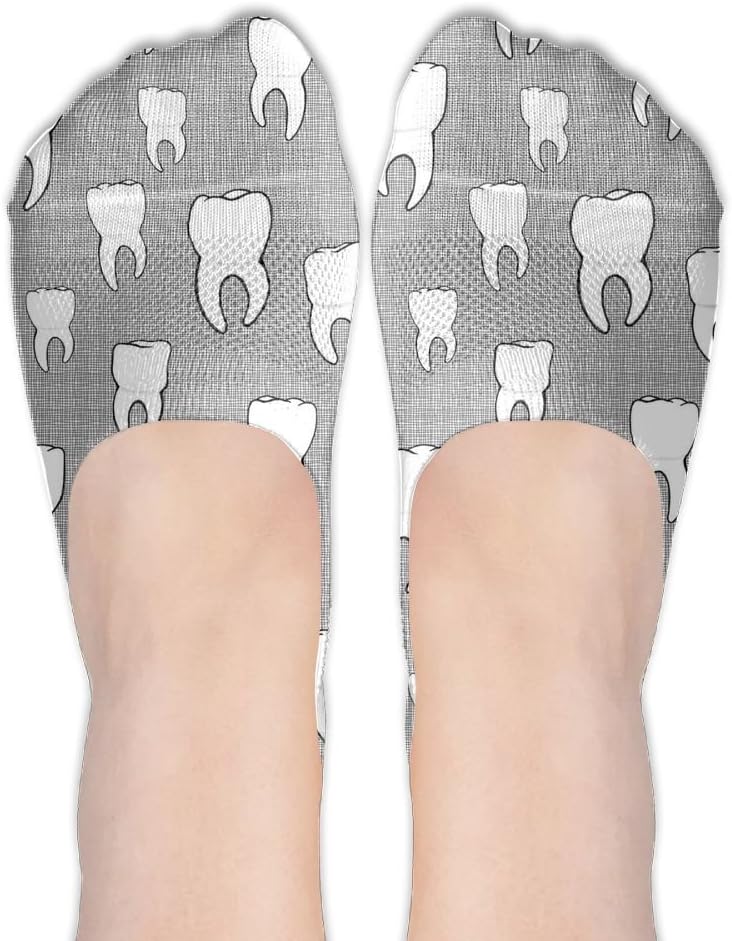 Teeth Crosshatch Womens Socks Cotton Crew Socks No Show