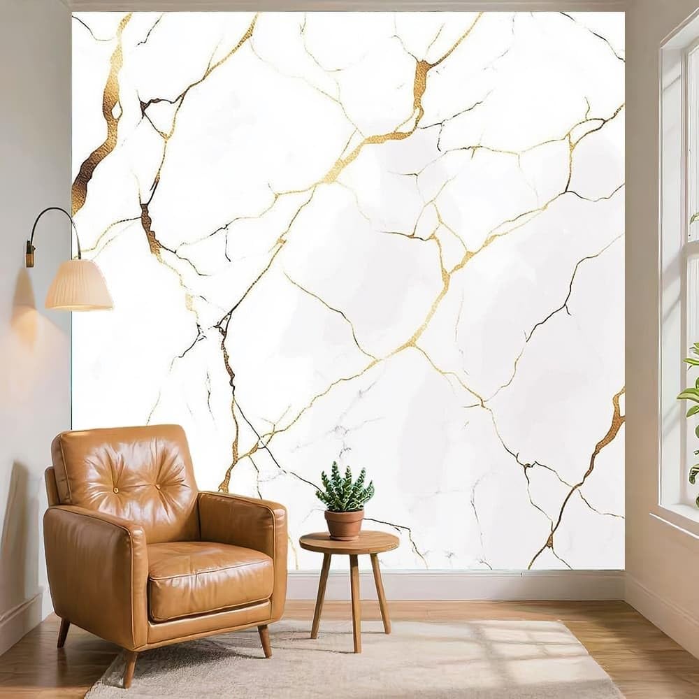 Sypialnia Panoramiczna tapeta 3D złota tekstura 300x210 cm tapeta ścienna z włókniny biały marmur do salonu Sofa TV dekoracja tła, konfigurowalny duży rozmiar