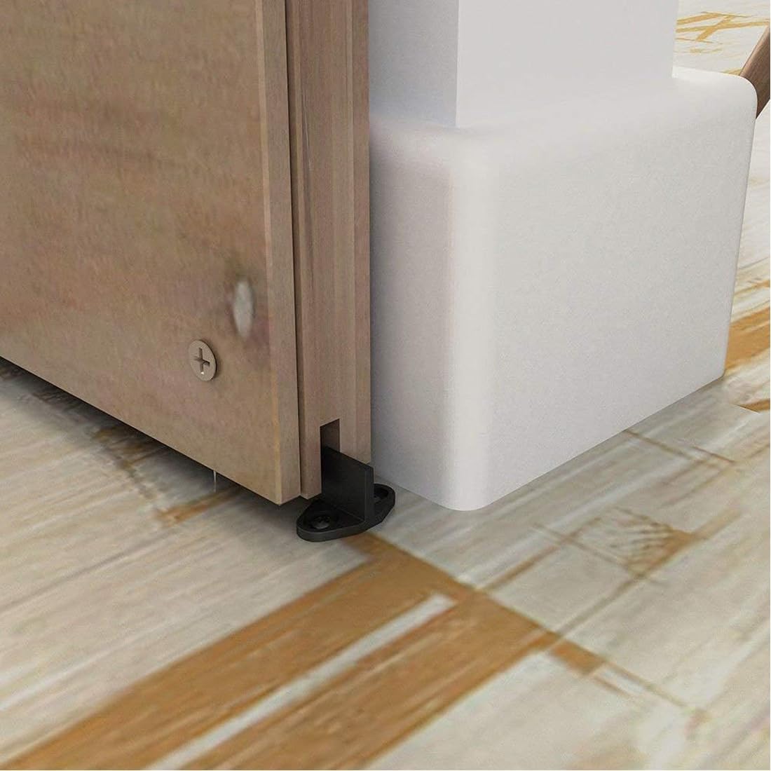 Guida al pavimento in plastica rivestita nera Guida al pavimento della porta del fienile Ferramenta per porta del fienile per accessori per l'hardware del cancello inferiore della porta del