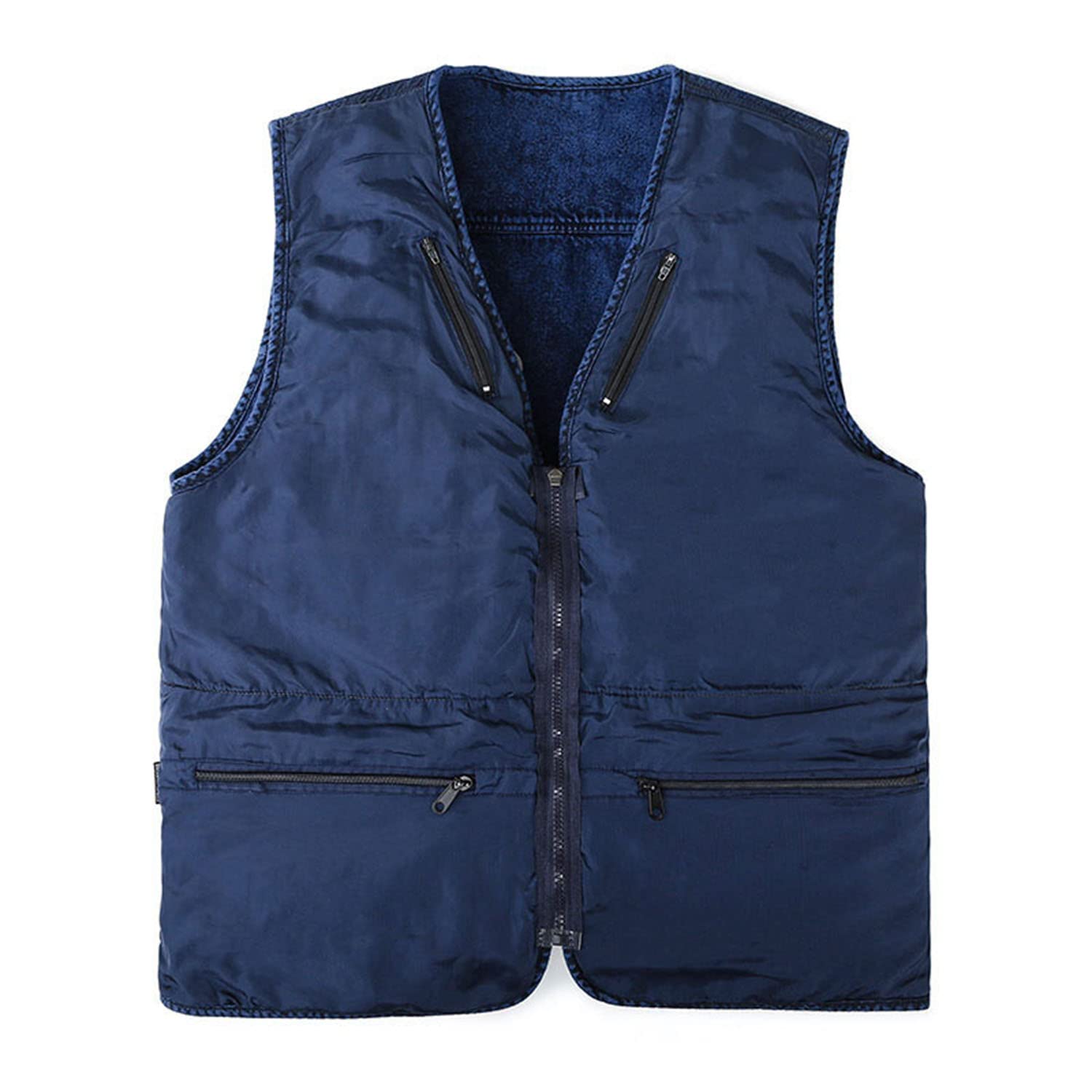 Hombres Chaleco De Mezclilla Primavera Y Otoño Al Aire Libre Casual Chaleco Sin Mangas Multi-Bolsillo Práctico Pesca Fotografía Chaqueta