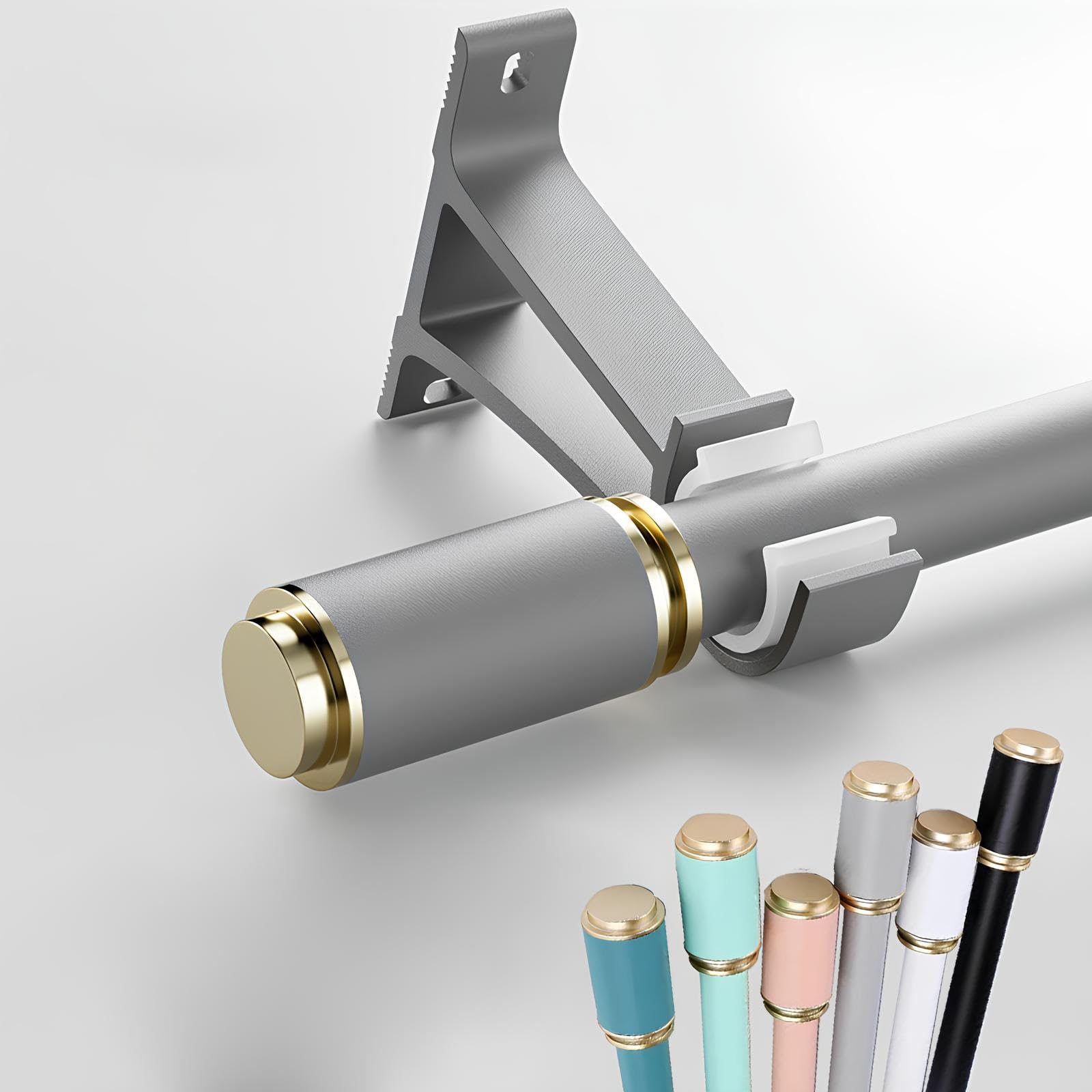 Wataow Grey Aluminum Curtain Rail Silent Track, Wall Mounted Heavy Duty Curtain Rods, Bedroom Living Room Curtain Poles(,240Cm/7.8Ft(2 * 120Cm))