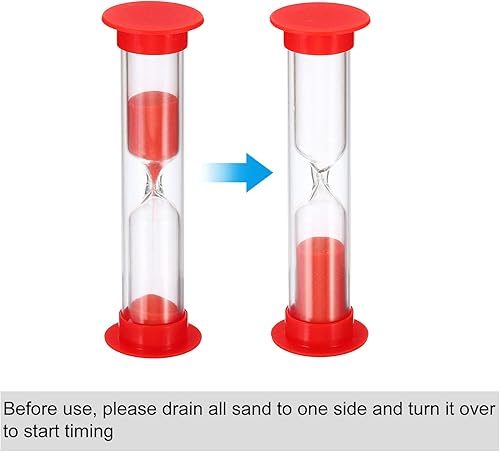 Miniatura 4 de PATIKIL Temporizador de arena de 3 minutos, 10 piezas de reloj de arena pequeño con cubierta de plástico, vidrio de arena de cuenta regresiva para