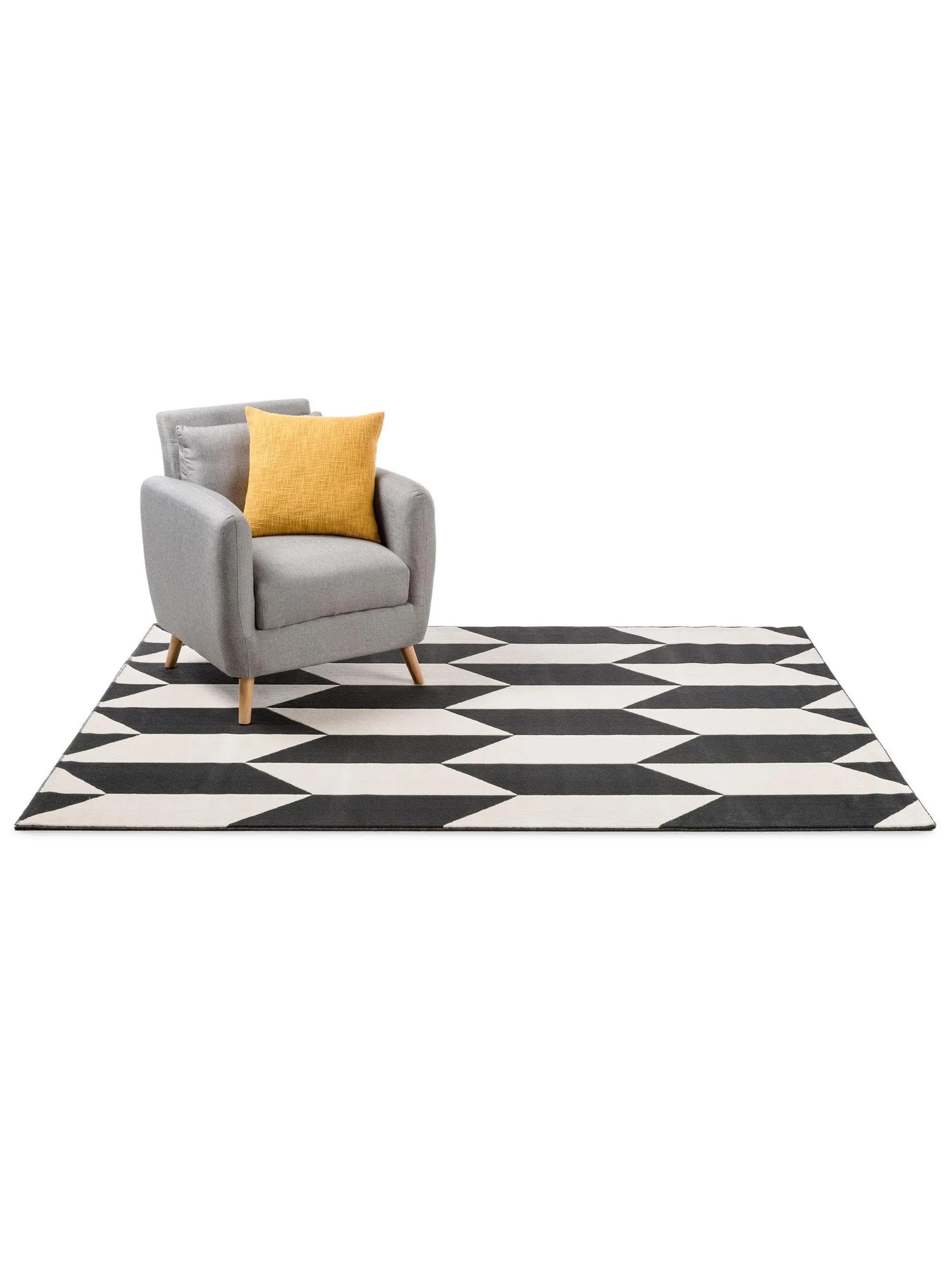 benuta Pop Teppich Dessert - Schwarz/Weiß 120x170 cm - Kunstfaser - Rechteckig & im Style: Zickzack, Hygge & Cozy, Minimalistisch, Scandi - Pflegeleicht für Wohnzimmer Schlafzimmer