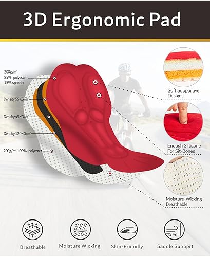 Miniatura 3 de Przewalski - Culote de ciclismo para hombre acolchado 3D excelente rendimiento y mejor ajuste Negro, Azul / Patchwork, Gris, forro polar verde con