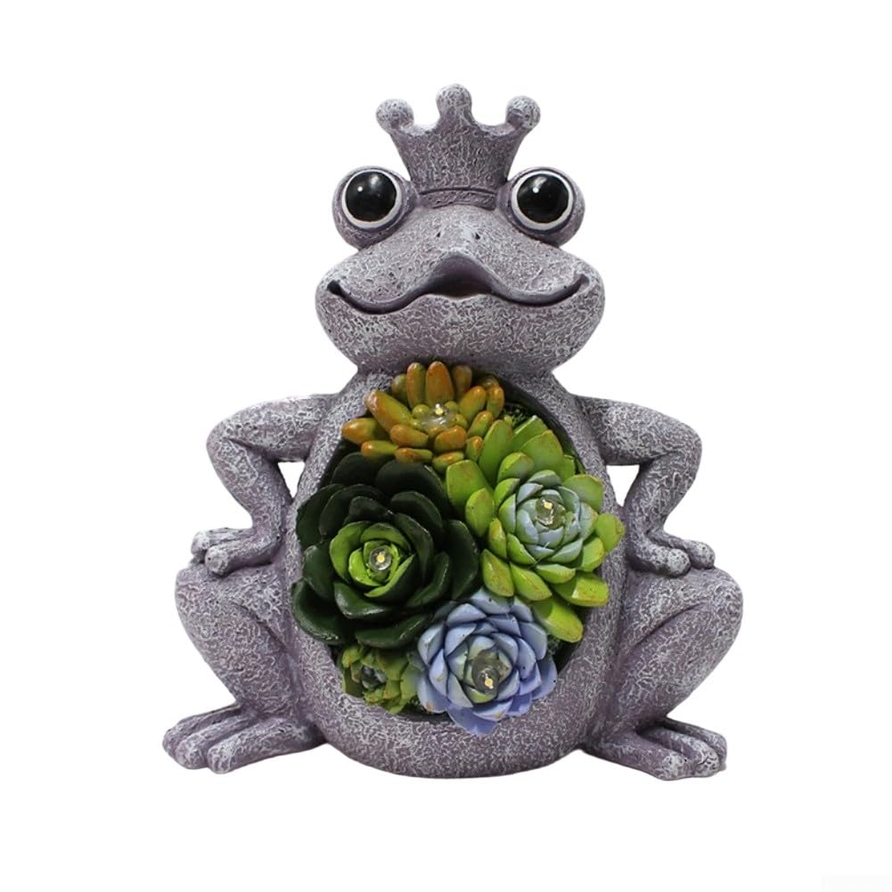 AugustknowU Solar Illuminated Garden Statue With Frog for SCULPTURE For Outdoor For Yard And Lawn Resin Ornament For Patio Garden Pathway Decoration(Crown frog)