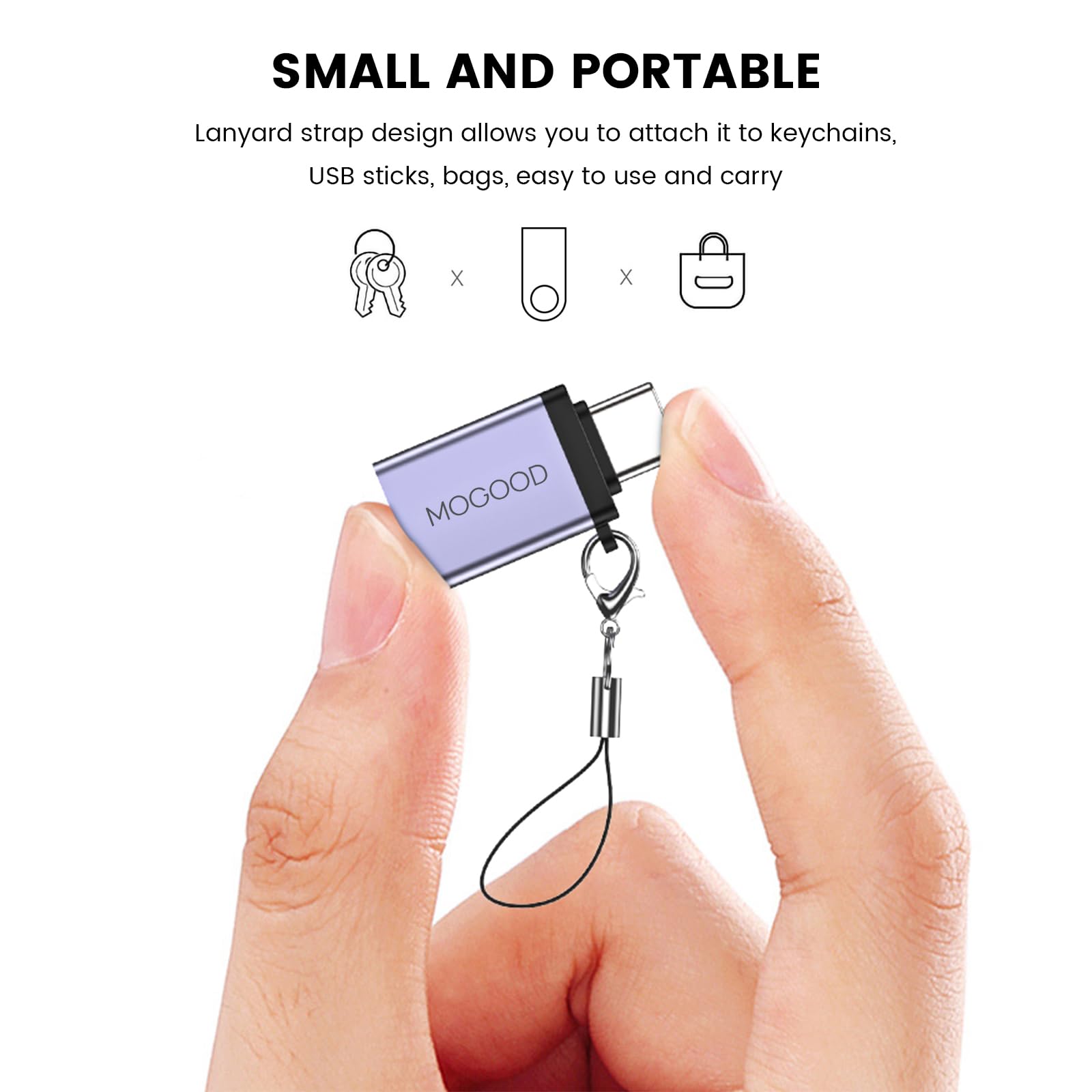 MOGOOD Adattatore USB C Maschio a USB 3.0 Femmina, Convertitore OTG Compatibile iPhone 17 Plus Pro Max iPad Pro MacBook Pro