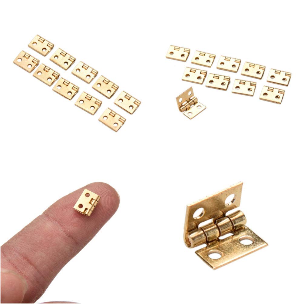 Onsinic Mini Hinges 10pcs Cabinet Connectors Brass Hinge for Drawer Furniture Dollhouse Jewelry Wooden Box