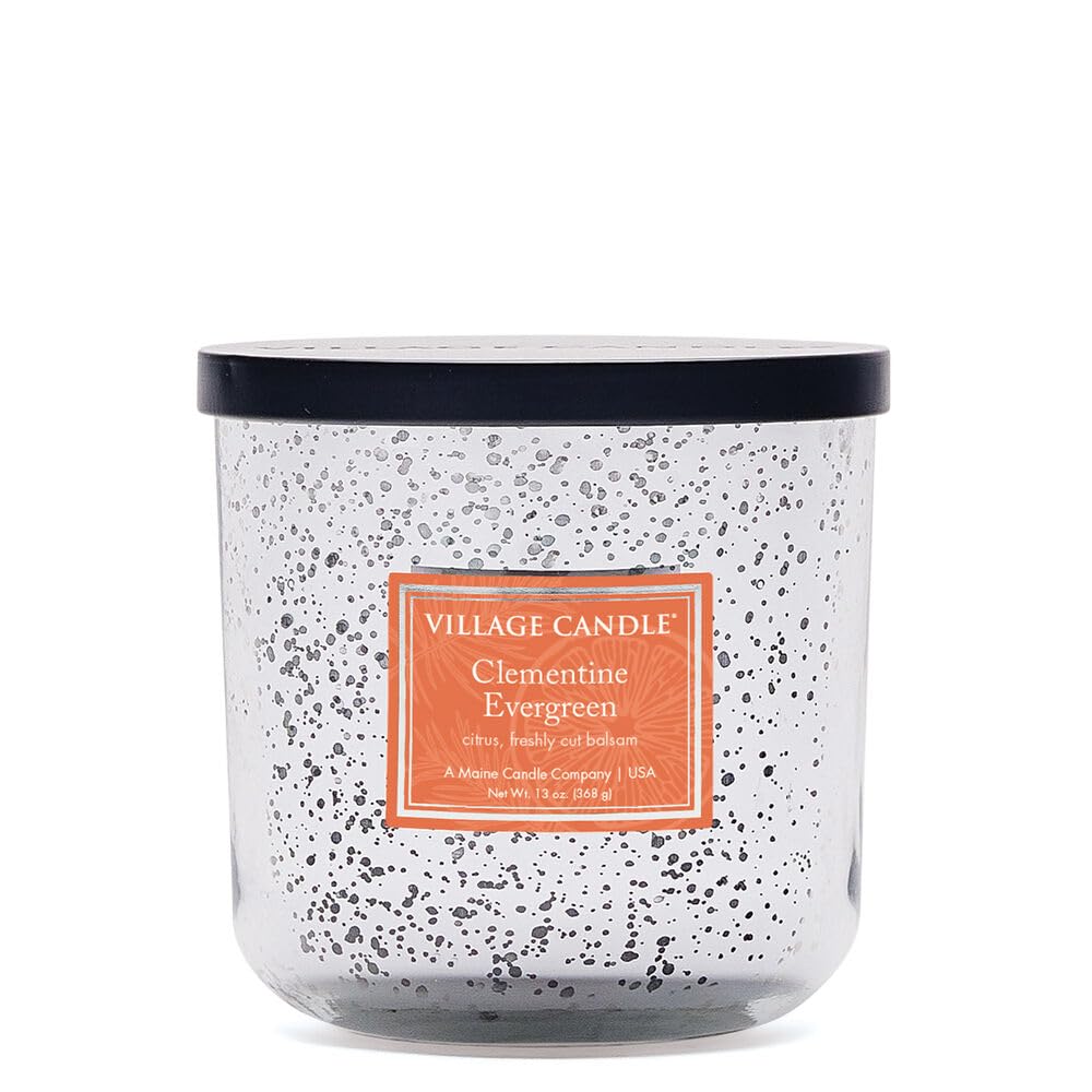  Village Candle Clementine Evergreen Mercury Glass Black Lid Scented Candle for Home Décor
| Village Candle Clementine E