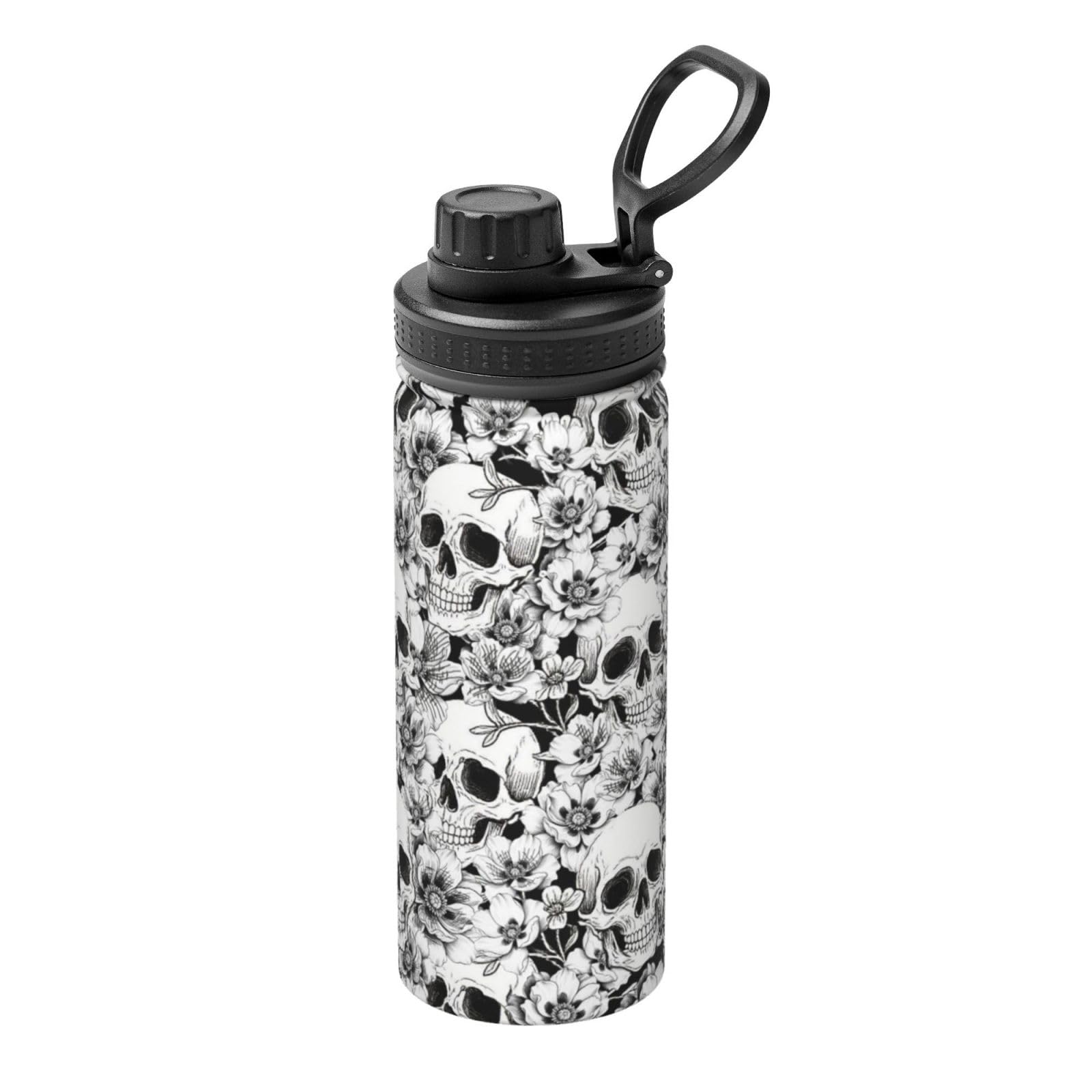 Halloween Skull Painting Insulated Water Bottle With Handle 18oz Leak Proof Stainless Steel Water Bottle With Spout Lid Bpa Free Double Wall Insulated Sports Water Bottle For School, Sports, Gym
