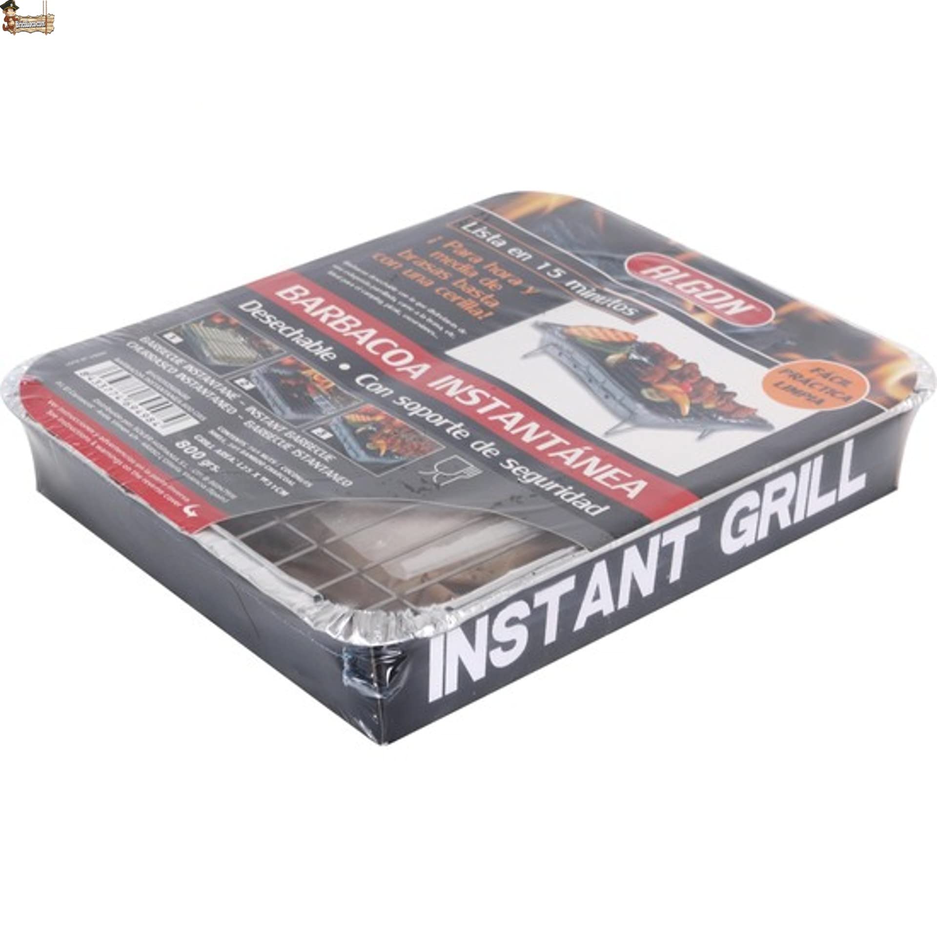 BricoLoco.com Barbacoa instantánea desechable de un solo uso para usar y tirar. ¡¡¡ Pack 3 uds. de 800 gramos de carbón “ y parrilla. Para jardín, picnic, excursiones, camping, en la cocina (3)