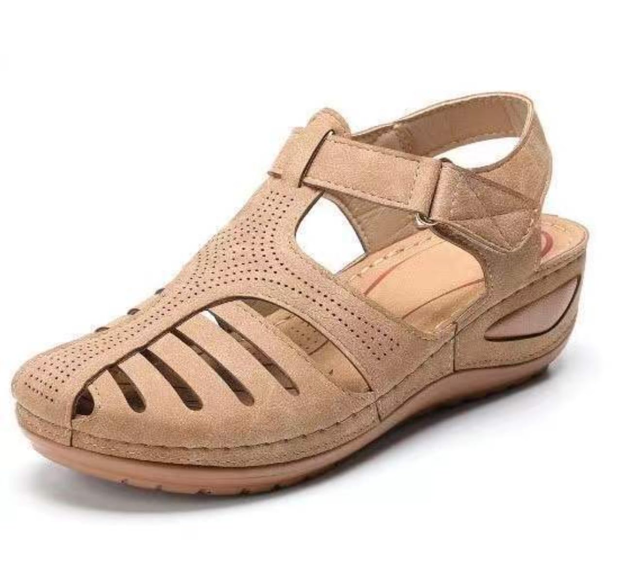 Sandalias ortopédicas retro de cuero para mujer, con soporte de arco y puntera cerrada, estilo gladiador, estilo gladiador, para playa, estilo casual al aire libre