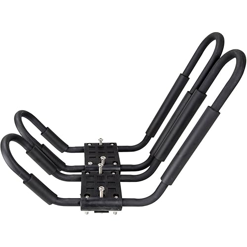 ECOTRIC Universal Kayak Roof Rack J-Bar Rack HD Kayak Carrier Holder Canoe Boat Surf Ski Board Roof Top Mounted on Crossbar for Car SUV Truck - Set of 2