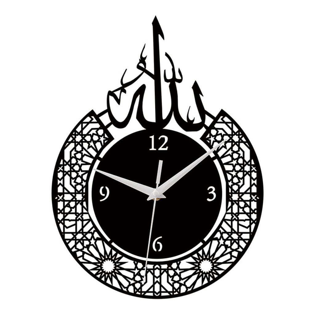 Hsioluted Eid Wall Clock for Home Bedroom Cafe Decoration Hanging Clock with Prayer Time