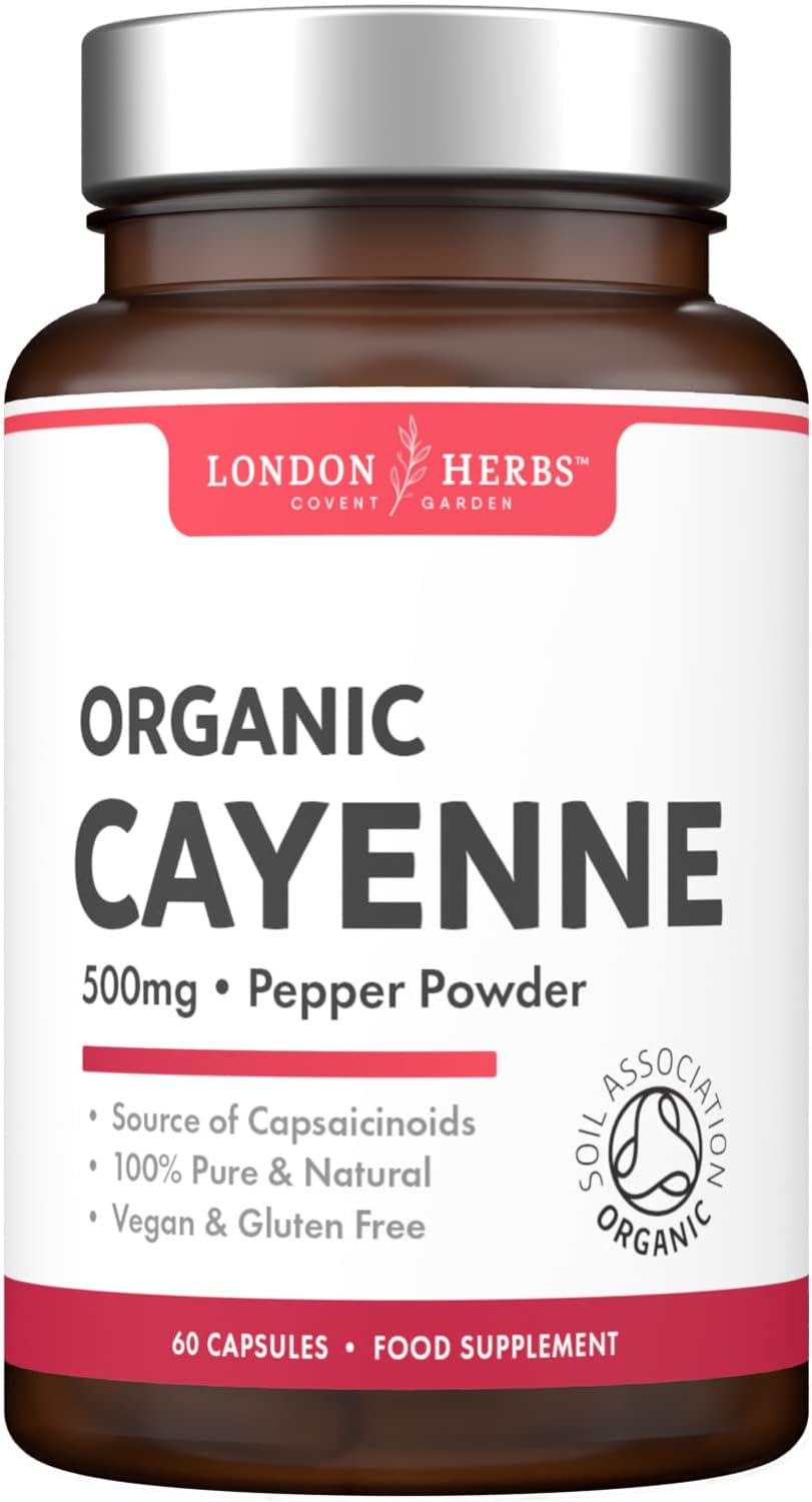 Organic Cayenne Pepper Capsules 500mg Capsicum Supplement