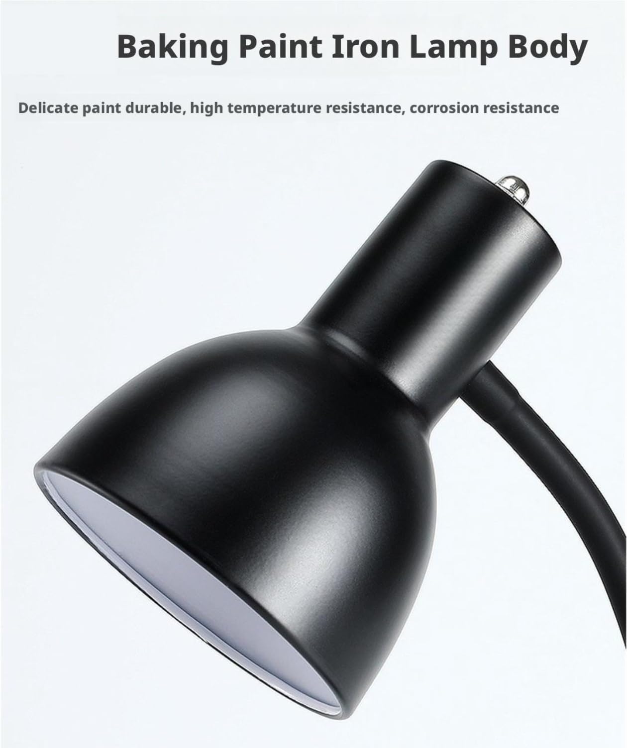 Lampy Biurkowe Pielęgnacji Regulowana Lampa Na Gęsiej Szyi Z Podstawą Kutego Żelaza I Obrotowym Przełącznikiem Lampa Nauki Oczu(Black)