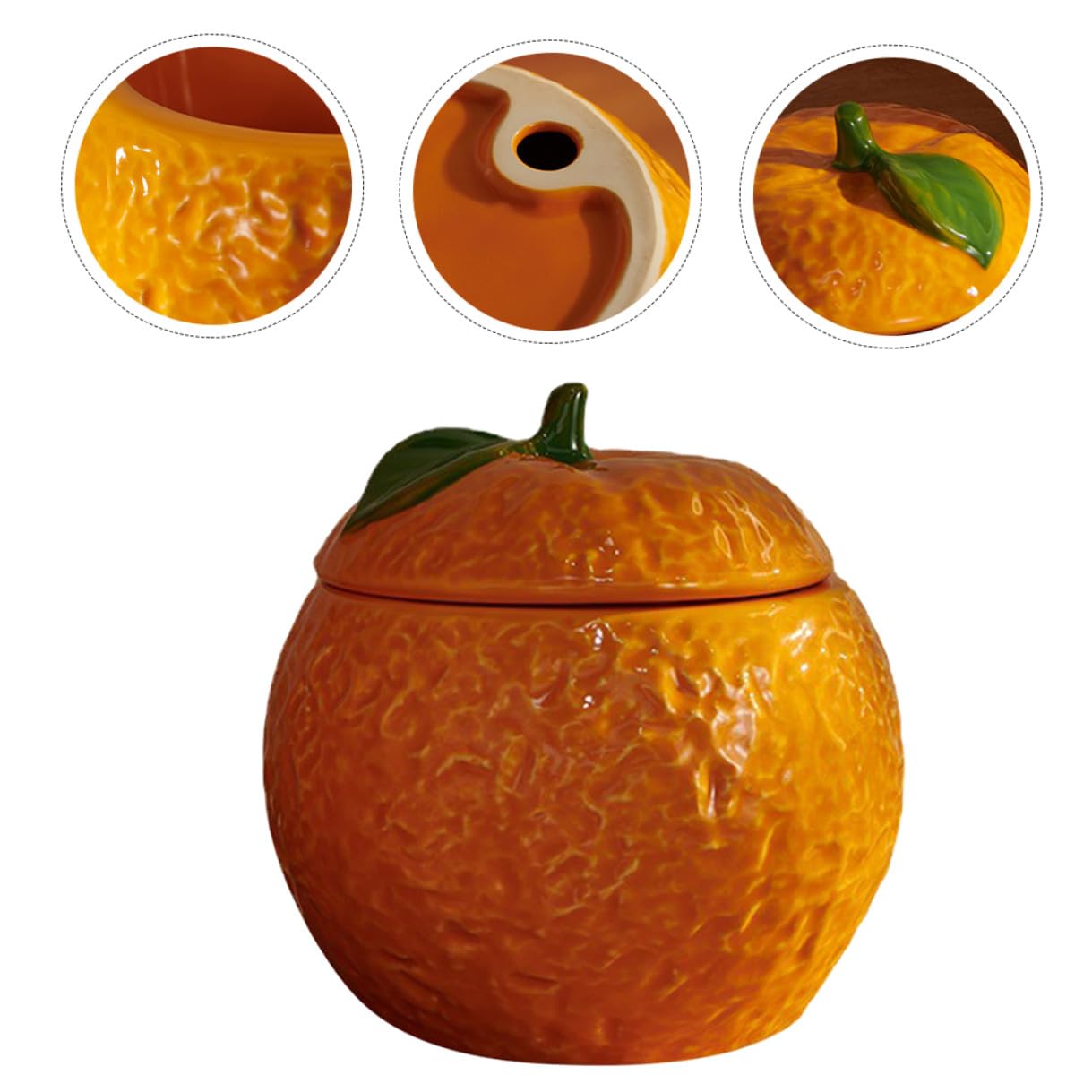 VANZACK Barattolo che Arancione di Ceramica e Alimenti Coperchio per Contenitore Creativo Portatile Mantiene Fresco Asciutto Cibo Feste Quotidiane