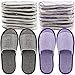 Frcctre 16 Pairs Disposable Slippers, Cotton Linen Open Toe Spa Slippers for Women and Men, Breathable Non-Slip Disposable Slippers for Travel Guests Hotel Home, Gray and Purple