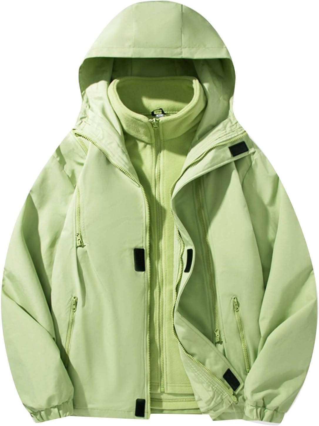 Men's Versatiel Jackets Big and Tall Solid Color Removable Liner Sports Hooded Jacket Zipper Pockets Warm Coat