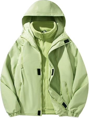 Mens 3 in 1 Winter Insulated Windbreaker Ski Jacket with Inner Warm Fleece Lined Trench Coat Waterproof Snow Jacket