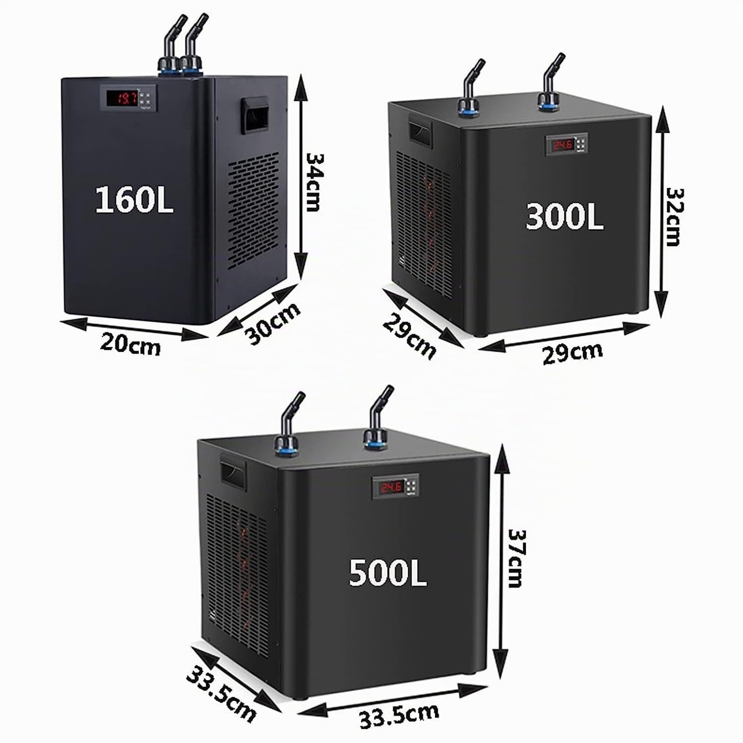160L/300L/500L Refroidisseur d'eau D'aquarium,Thermostat D'aquarium,Fish Tank Chiller Refroidisseur De Réservoir Poisson,pour Culture Hydroponique d'eau Salée/d'eau Douce 300L