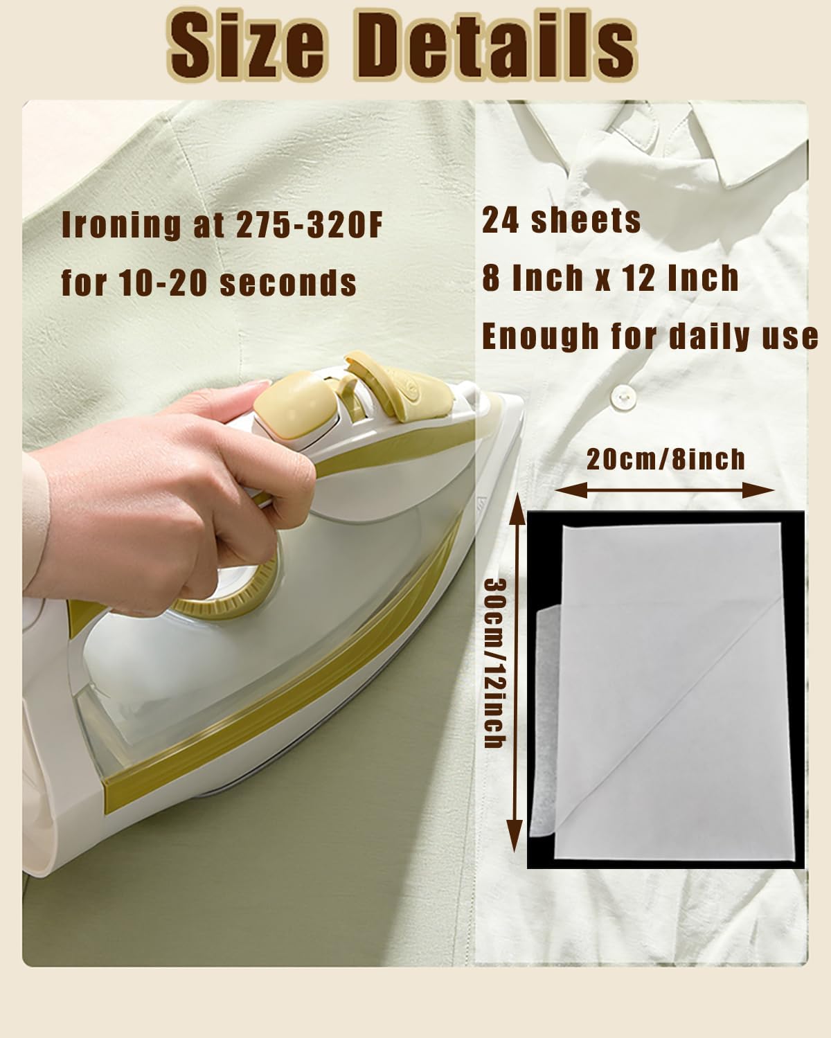 IheDovb 24 Sheets Stitch Witchery, 8 x 12 Inch Medium Weight Iron On Fusible Webbing for Fabric Pants Curtain, White, A0082K-01