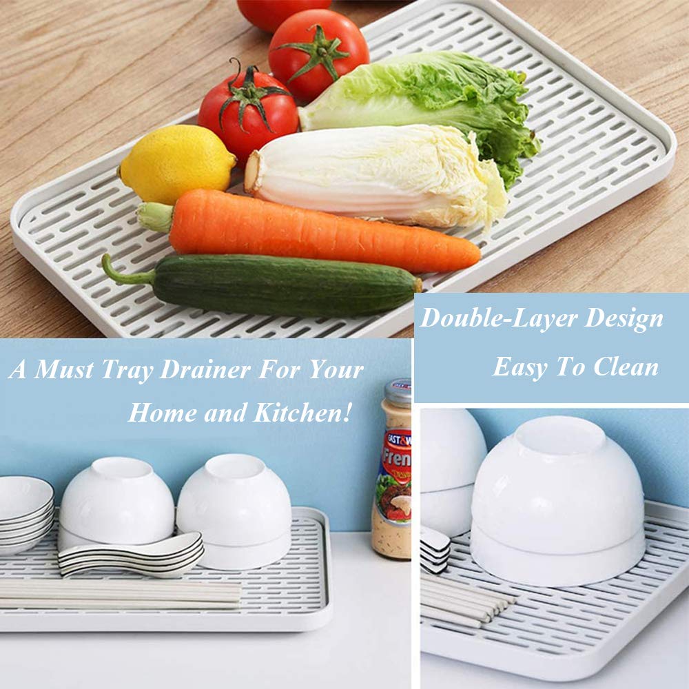 Vassoio Scolapiatti Doppio Strato 39x22.5cm | Grigio/Bianco - Antigoccia - Foto 10