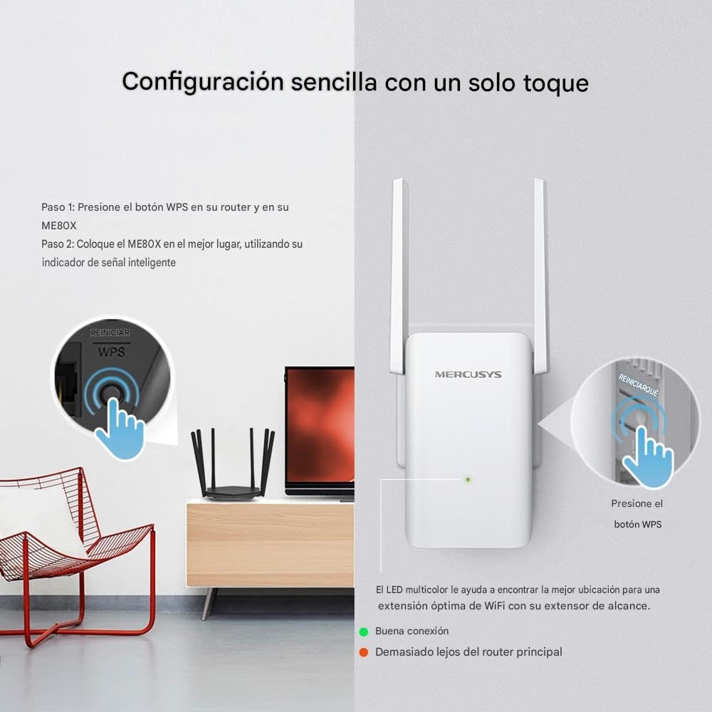 Mercusys Répéteur WiFi 6 Puissant 3000 Mbps, Port Gigabit, ME80X | Compatible toutes box, Améliorez votre couverture jusqu'à 150 m², Idéal pour le Streaming 4K et plusieurs appareils connectés