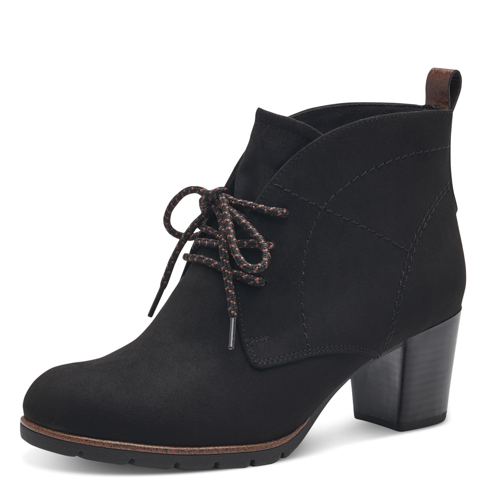 MARCO TOZZI Women's 2-25107-41 Lace Boot Heel, Black Comb, 6.5
