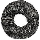 styleBREAKER Loop Schal mit Falten und All over Glitzer, Vintage Schlauchschal, Tuch, Damen 01017077, Farbe:Schwarz/Silber