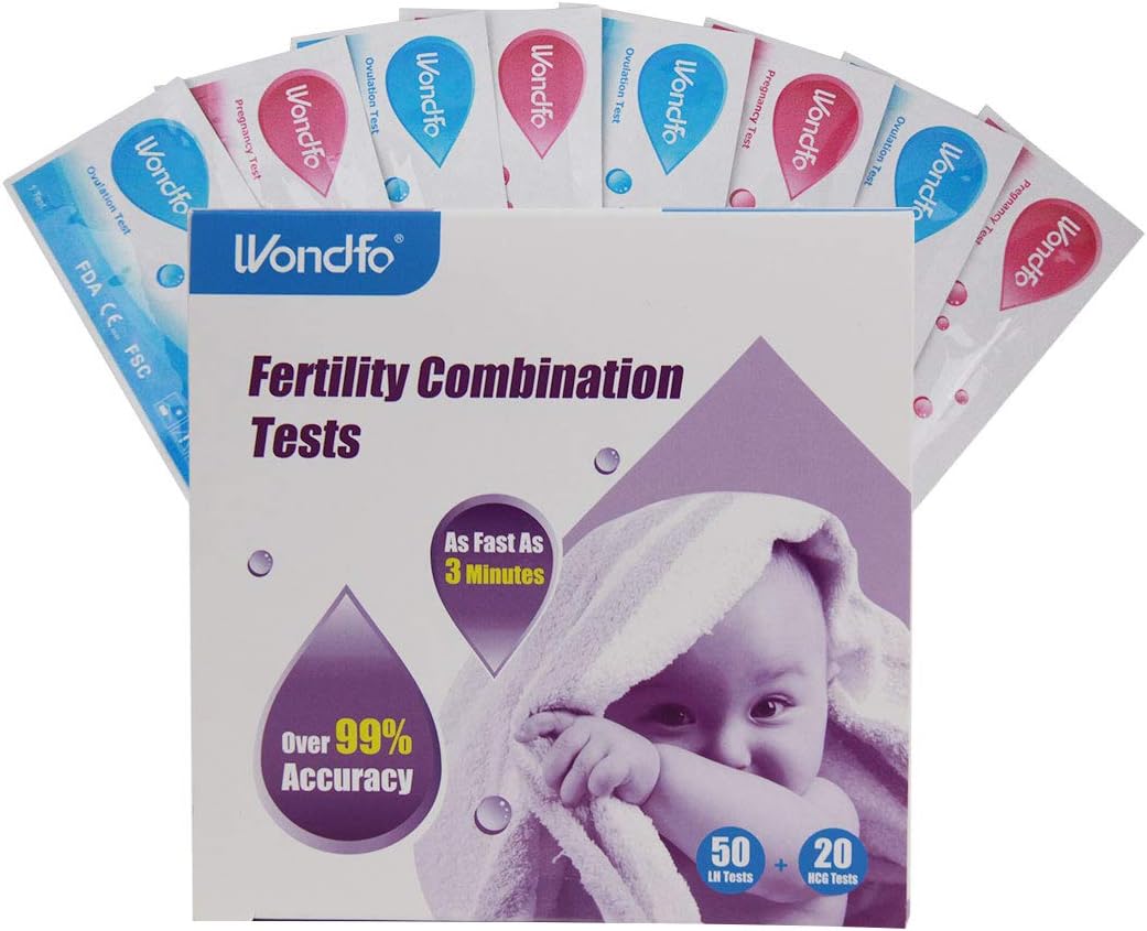Wondfo 20 x Pregnancy Urine Test Strip HCG Tests kits+ 50 x Ovulation