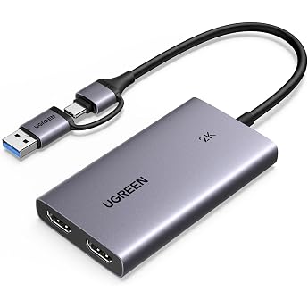 UGREEN Video Capture Card, HDMI to USB 3.1 Gen 1 Video Capture Card with 2K 30Hz Recording and 4K 30Hz Loop-Out, for DSLR, Sw