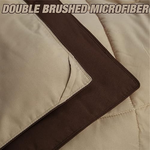 Miniatura 6 de HUAJIE Juego de edredón alternativo de plumón de ganso de 3 piezas para todas las estaciones, relleno de edredón solo 2 fundas, edredón acolchado