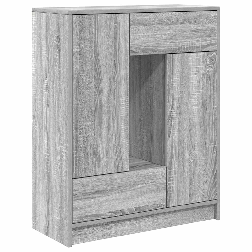 Aparador de madera con cajones mueble auxiliar gris Sonoma de 90 cm alto