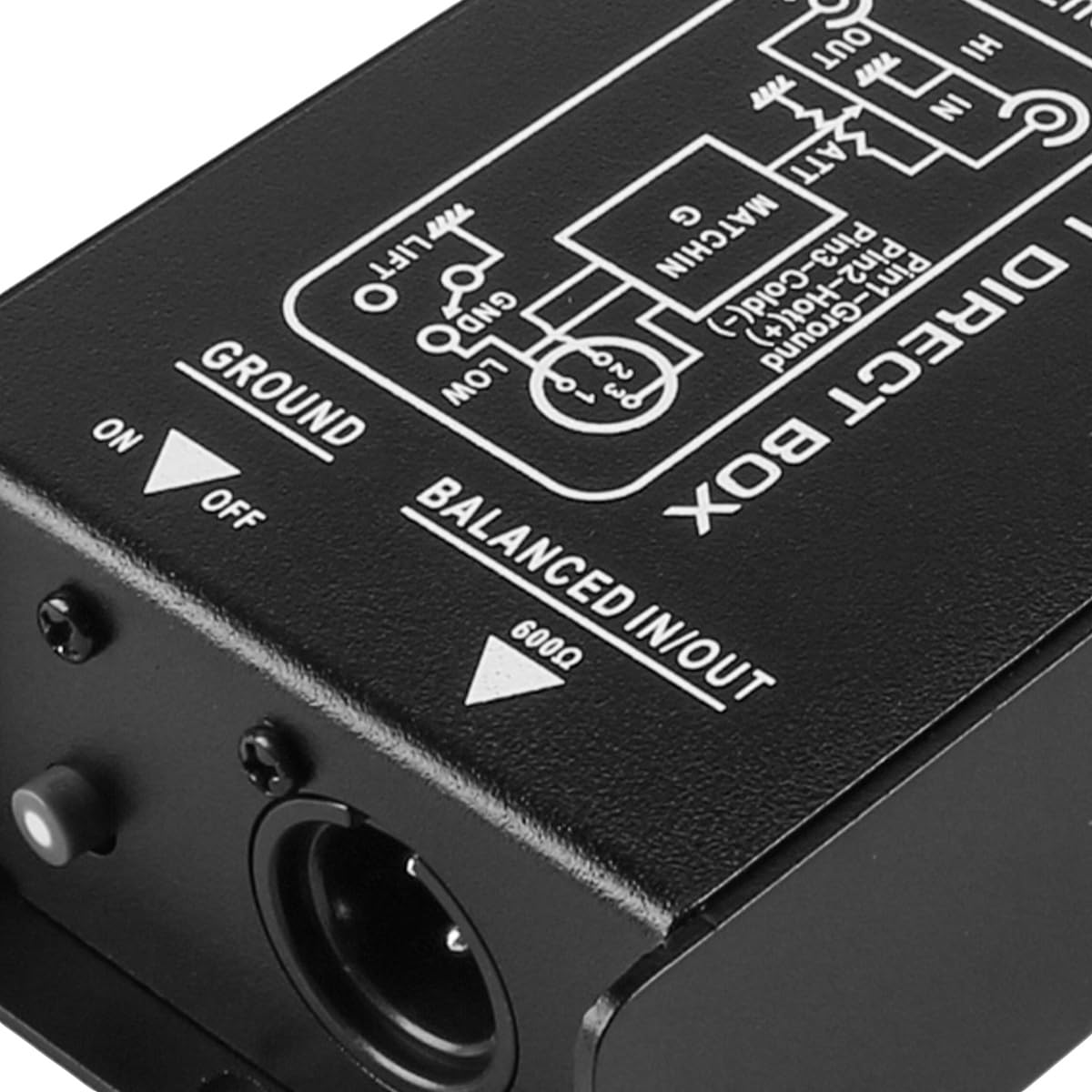 Sarini Convertidor de señal DI-Box pasivo de un Solo Canal Profesional con interfaces XLR y TRS para presentaciones en Vivo con Guitarra eléctrica y bajo
