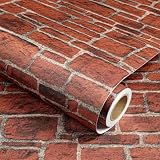 Decotalk Samoprzylepna tapeta z efektem 3D, do sypialni, czerwona cegła, 44,5 x 900 cm, folia samoprzylepna, do mebli, czerwona cegła, tapeta samoprzylepna, do restauracji, kawiarni, przemysłowego