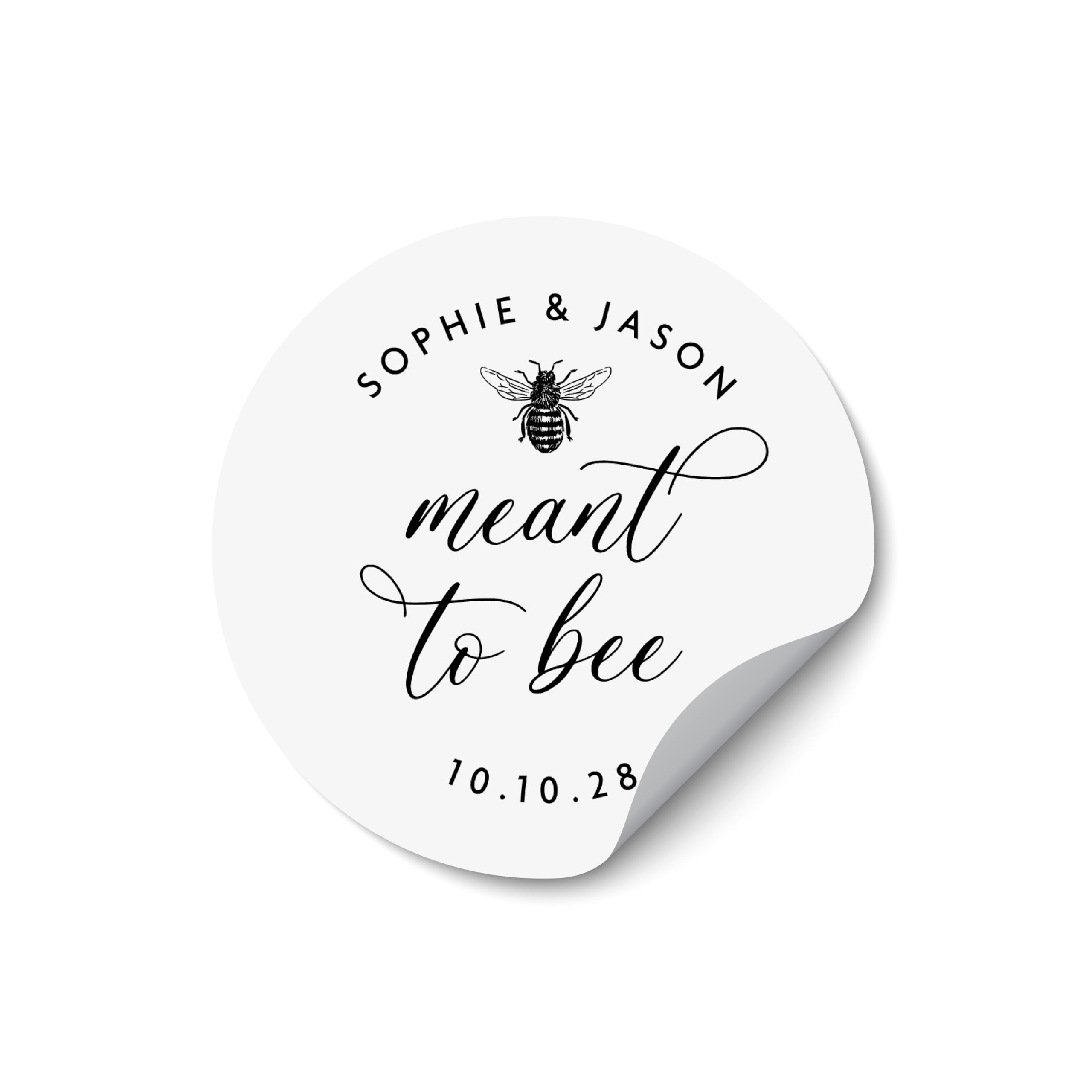 Wedding Favor Sticker Sheet - Custom Meant to Bee Labels for Jars Honey Labels and Stickers for Wedding Favors - RW35