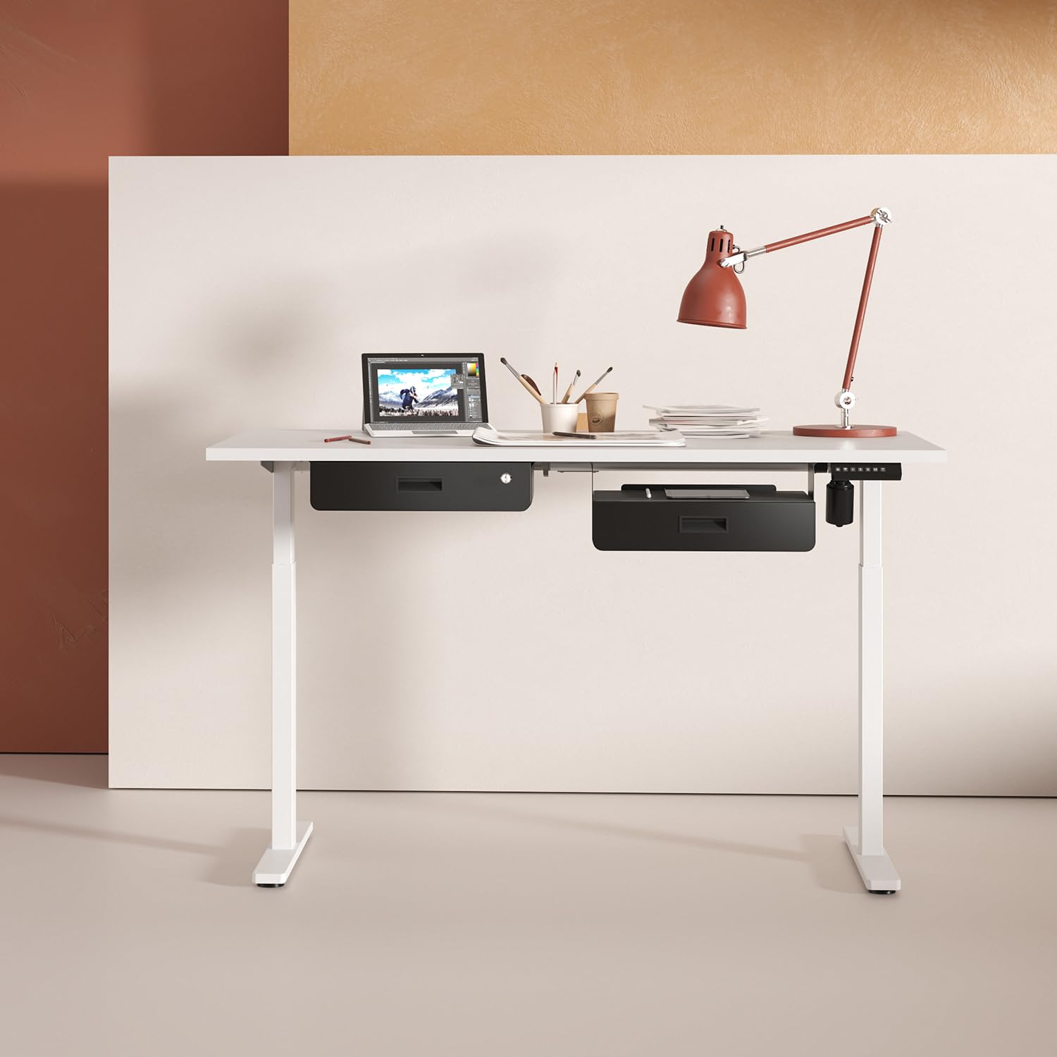 Maclean MC-461 Ergonomische Untertischschublade mit Schlüssel | Abschließbar | 5 kg Tragkraft | 45×31,2 cm | Hängeschublade Schwarz | Unter Schreibtisch montierbar