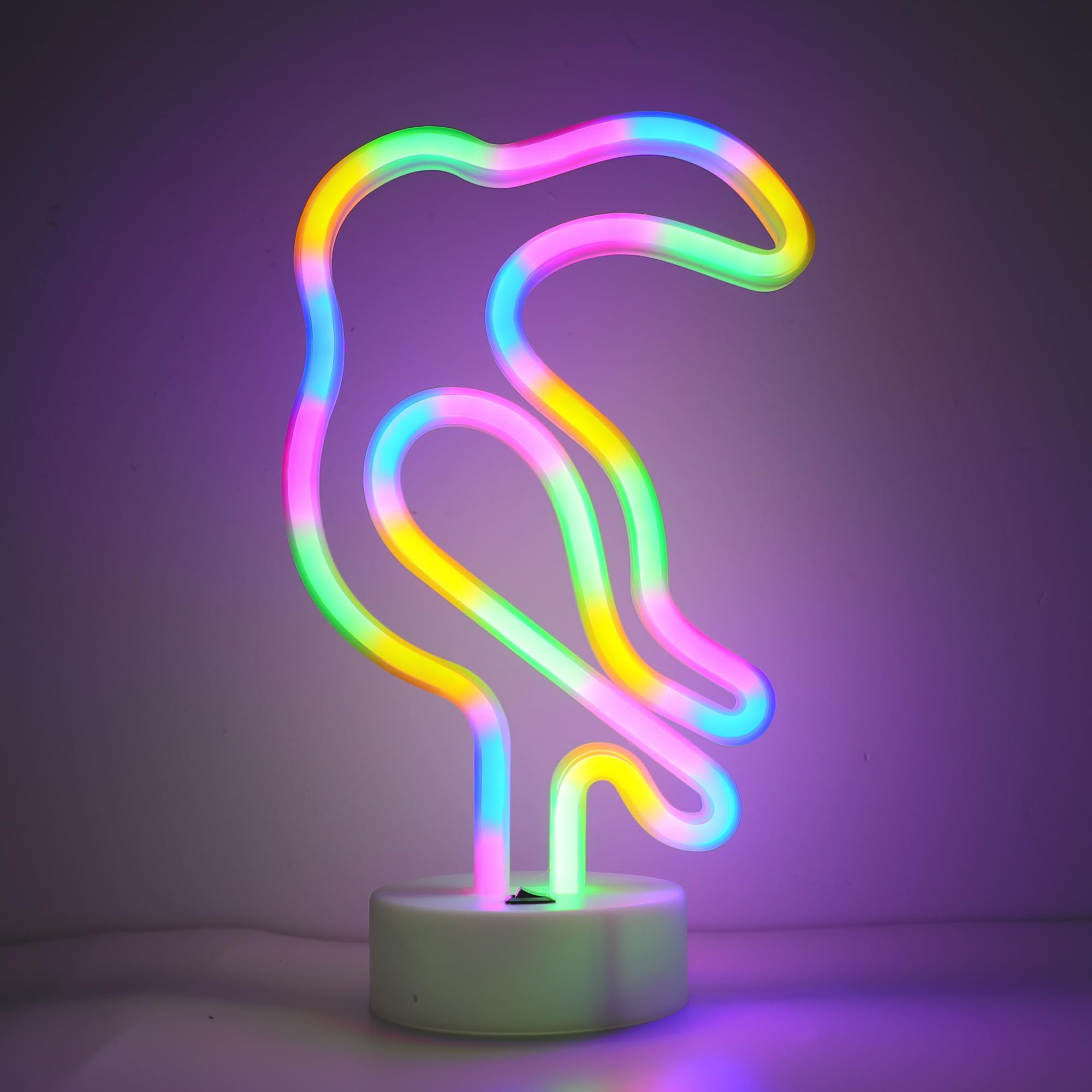 Decorative LED Toucan Shaped Neon Sign ENUOLI Neon Night Light with Four Color Lights Batter&USB Powered Table LED Lights for Home Decoration Bedroom Lounge Office Wedding Christmas Party