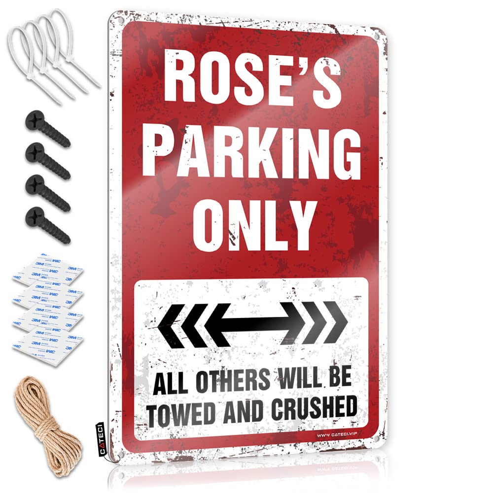 KRAZMURONGD In Home Bar Signs Tin Signs For Garage Rose'S Parking Only Tin Sign(30X40CM)