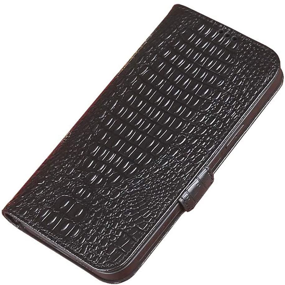 COOVS Stent Function Crocodile Pattern Flip Phone Cover, for Apple iPhone 12 Mini (2020) 5.4 Inch Magnetic Leather Shockproof [TPU Inner Shell] Case (Color : Preto)